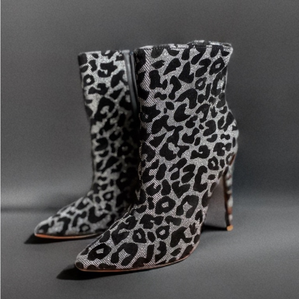 Express Leopard heeled boots size 7